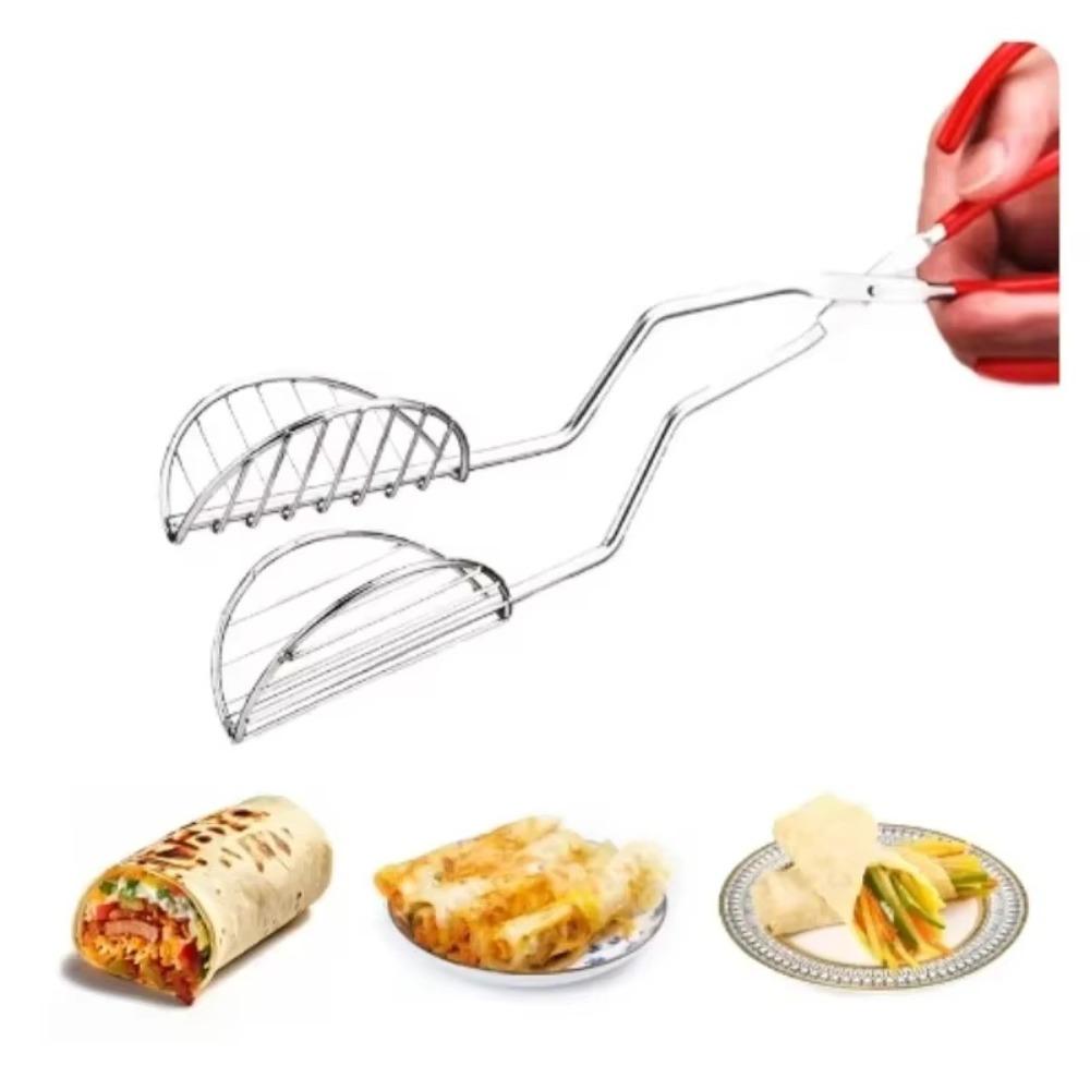 Portable U-Shaped Taco Shell Tong Stainless Steel Multi-purpose Pizza Roll Rack Press Shell Maker Tongs Kitchen Utensils