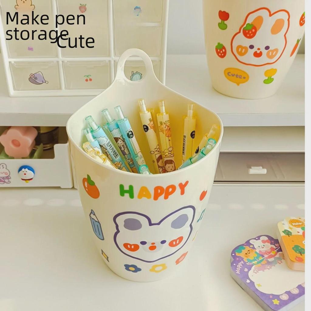 Wall-Mounted Mini Trash Can & Storage Box with Pen Holder