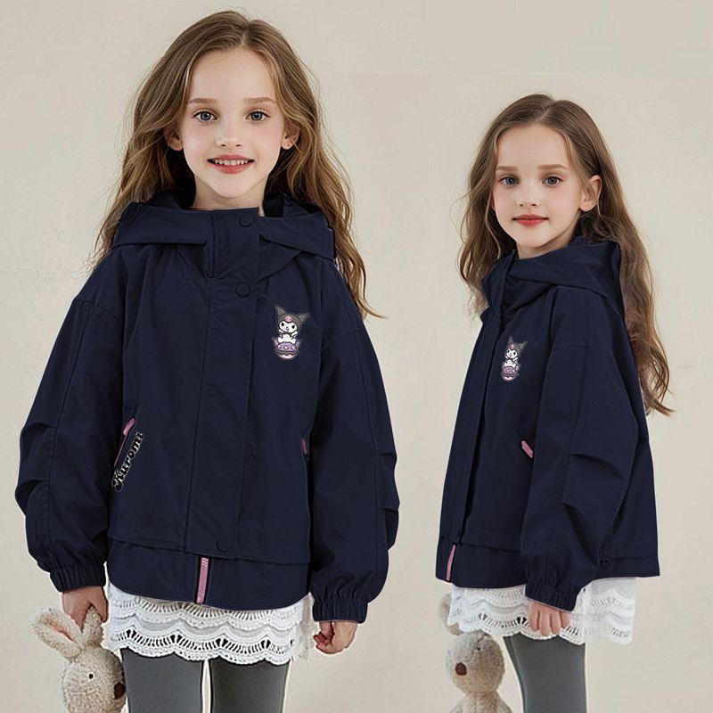 [Coolomi Collaboration] Girls' Jacket Autumn 2025 New Navy Blue Casual Hooded Top for Older Children