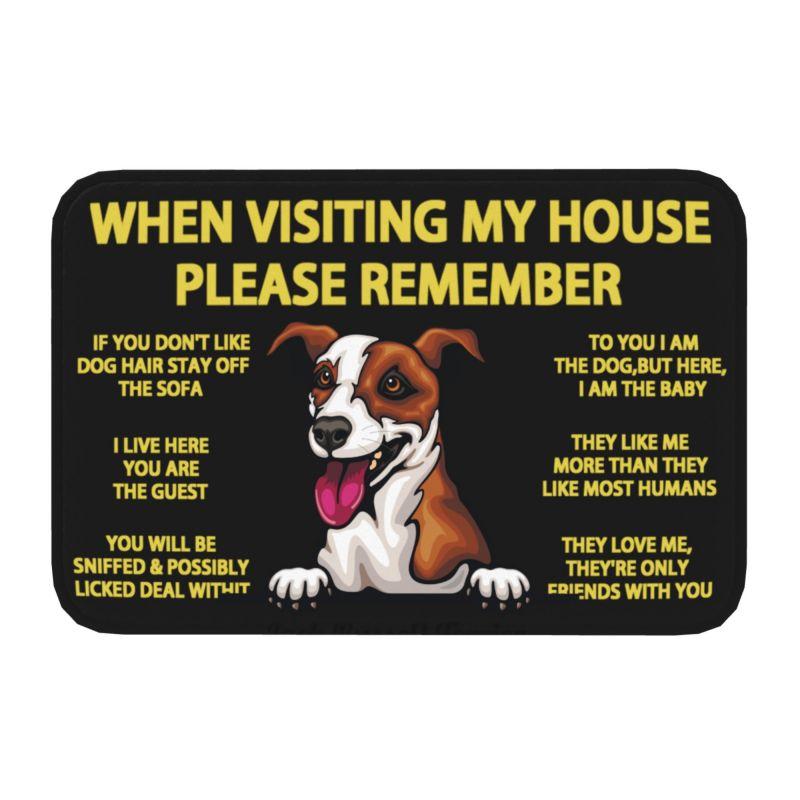 Peeking Dog Jack Russell Terrier Front Door Floor Entrance Mat Outdoor Pet Animal Bath Kitchen Doormat Living Room Carpet Rug