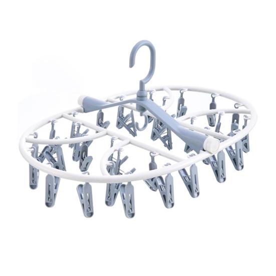 Стойка для сушки носков и нижнего белья, вешалка для одежды с вращающимся на 360 градусов крючком, ветрозащитная стойка для хранения белья