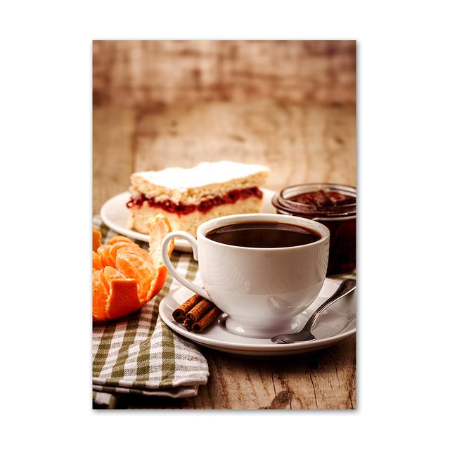 Завтрак шоколадное кольцо торт кофе хлеб плакаты на скандинавскую тему принты настенная живопись на холсте картины десертный магазин домашний декор