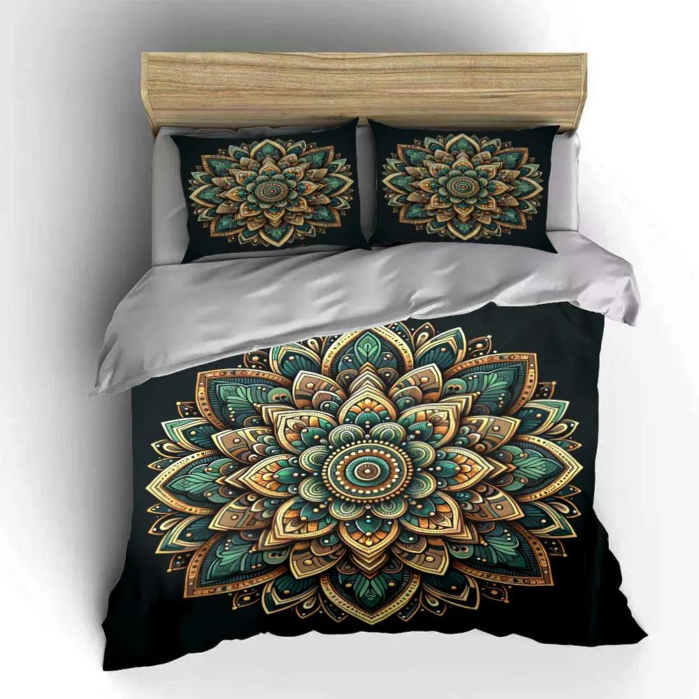 Mandala Art Dcor Three-Piece Set Soft Comfortable Duvet Cover Bedding Set Included 1*Duvet Cover & 2*Pillowcases gift