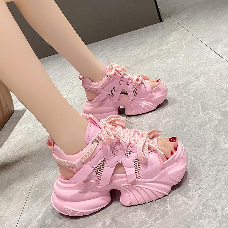 Songgao Толстая подошва шнуровки спортивные сандалии для женщин новый корейский выпуск маленький ароматный стиль модные и повседневные сандалии