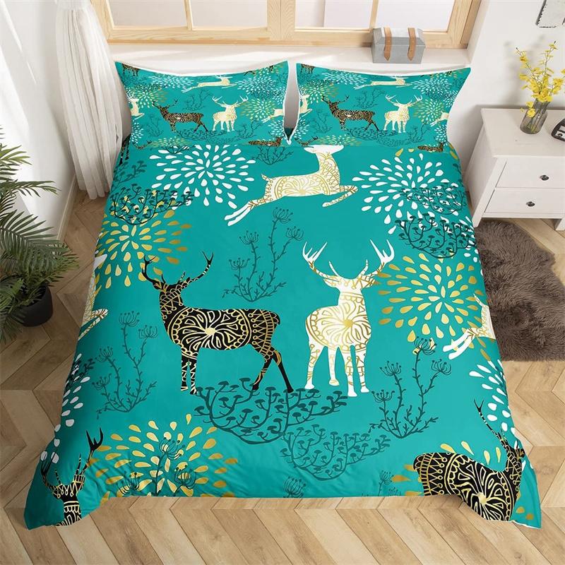 Deer Animal Duvet Cover Collection Twin Queen Size Butterfly Flowers Bedding Collection Microfiber Moon Galaxy Comforter Cover For Girls Teens