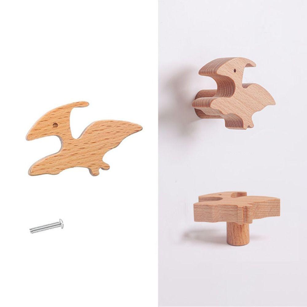 Милые крючки Деревянные дверные ручки Динозавр Шкафы Ящики Ручки Спальня