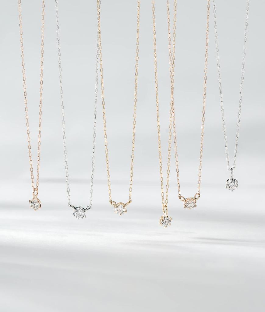 K18 Pink Gold Diamond Carat Necklace L&CO 0.1 66-7644