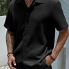Летняя мужская рубашка на пуговицах с отложным воротником, кардиган с короткими рукавами, свободный кардиган средней длины, повседневная повседневная одежда, офисный деловой топ