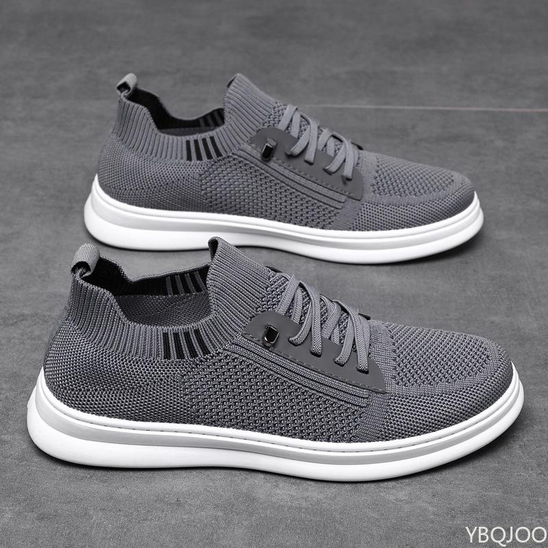 Trendy Shallow Mouth Men's Sports Shoes Spring Mesh Breathable Round Toe Casual Soft Sole Running Sports Board Shoes Sneakers