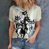Женская футболка с круглым вырезом и загадочным рисунком черной кошки, модный и крутой новый опыт - Новые летние товары 2025 года