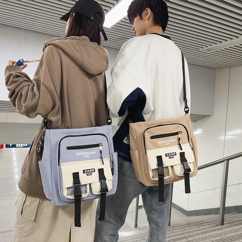 Women's Handbag Color Block Men's Messenger Bag Large Capacity Student Class Shoulder Bag