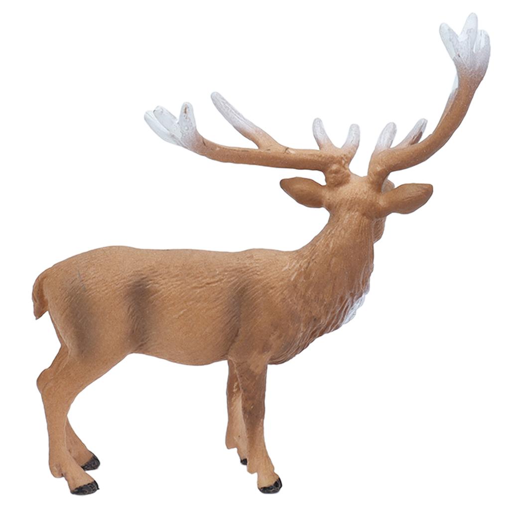 Wild Deer Statue Solid Static Natural Realistic Animal Model Male Red Deer for Cake Gift Christmas
