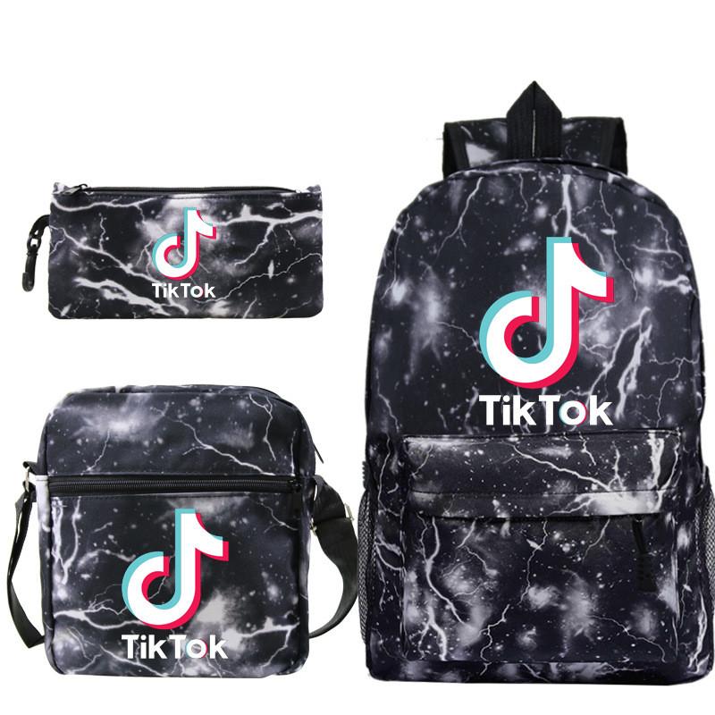 Набор из 3 предметов Рюкзак Tok Tik Blue Galaxy Школьная сумка Сумка через плечо Пенал Женский Детский