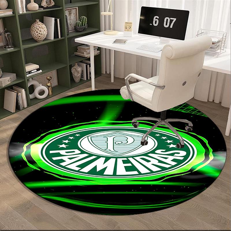 1PC round rug Green And White Passion Printed Round Area Rug ,Rug For Home Office, Round Chair Rug, Decorative Carpet Fan gifts Christmas gift