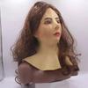 Simulated Human Face Beautiful Woman Latex Mask with Long Hair