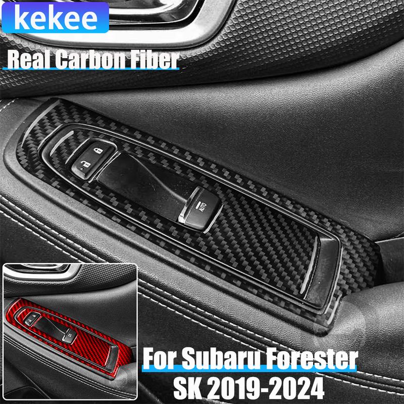 Real Carbon Fiber Car Accessories Window Lift Set Trim Cover Soft Sticker For Subaru Forester SK 2024