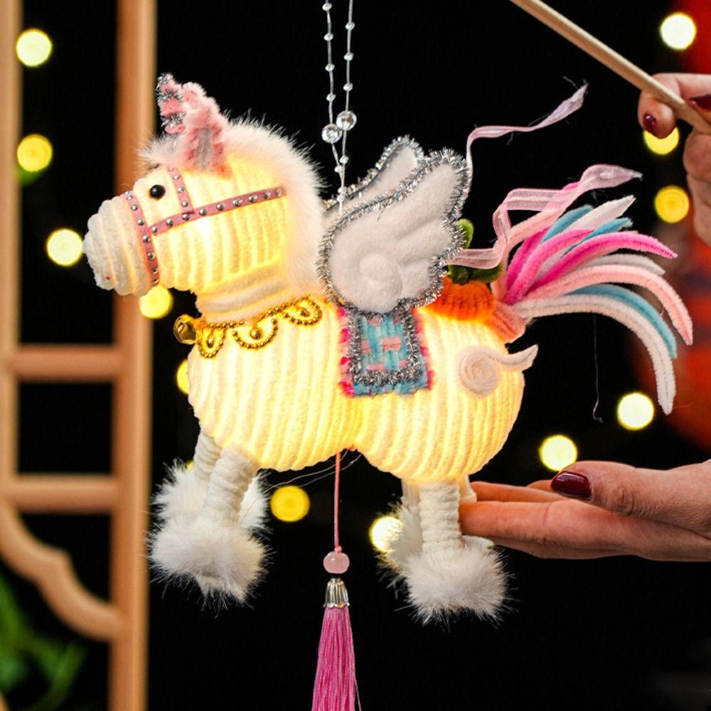 Handmade Luminous Horse Lantern DIY Material Kit Spring Festival Lantern  Living Room Decor