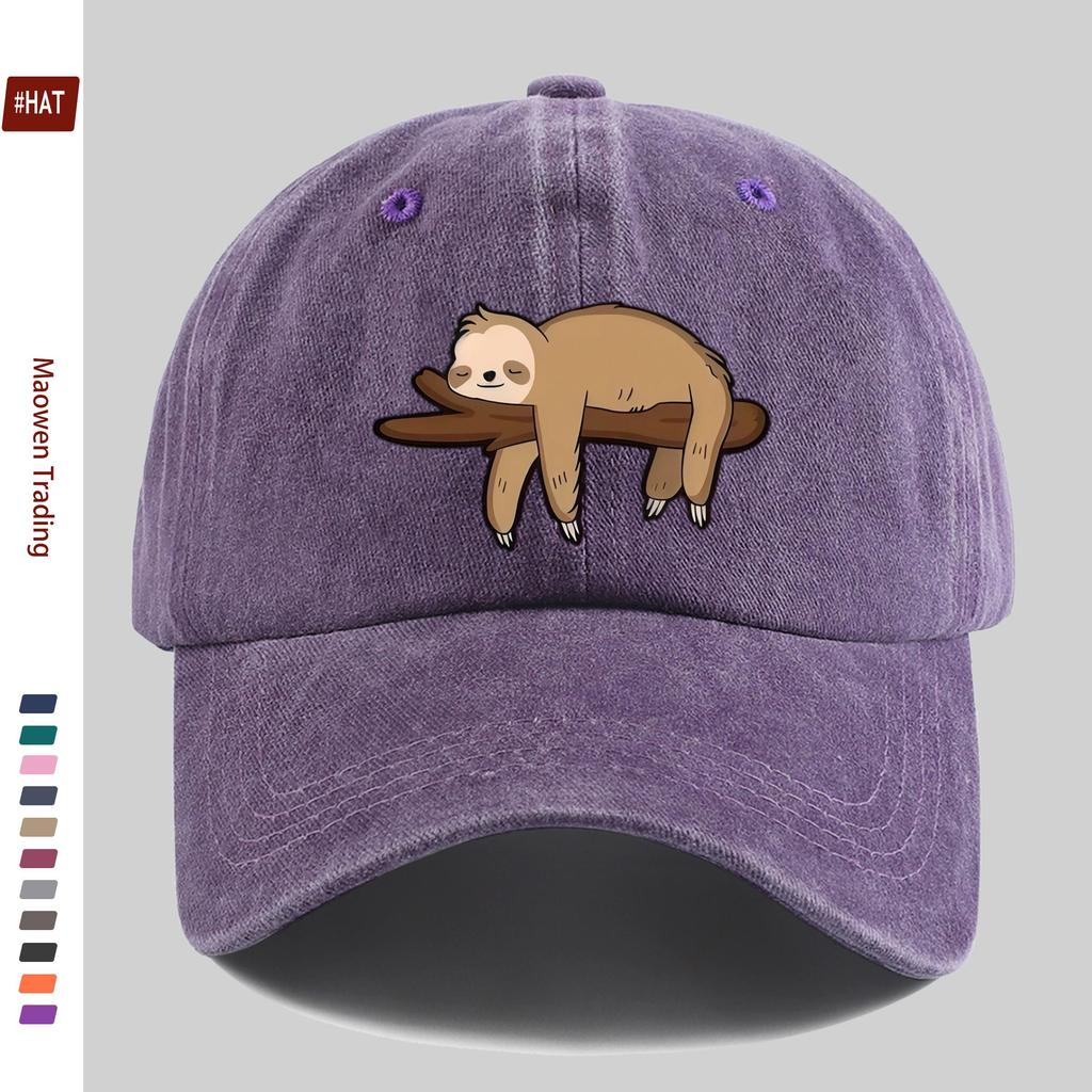 pc pcs Unisex Sloth Print Trucker Hat Adjustable Buckle Strap Lightweight Baseball Cap with Sloth Design Suitable for Dati