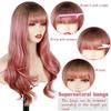 MISSQUEEN Длинный розовый парик с челкой, длинный волнистый парик, розовые парики с эффектом омбре для женщин, термостойкие синтетические женские парики для косплея для повседневного использования (Омбре Розовый)