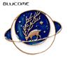Enamel Cartoon Elk Round Brooch for Women Men Suit Coat Hijab Pins Personality Badge Ins Fashion Gift