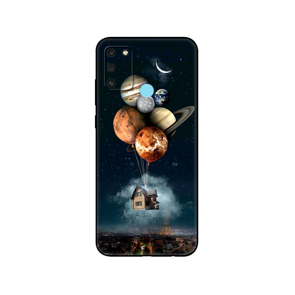 Черный чехол из ТПУ для Huawei Honor 8a Prime 8s Prime 9 Lite honor 9A 9C 9X Premium 9x Pro 9S Sky Space planet Moon stars Design