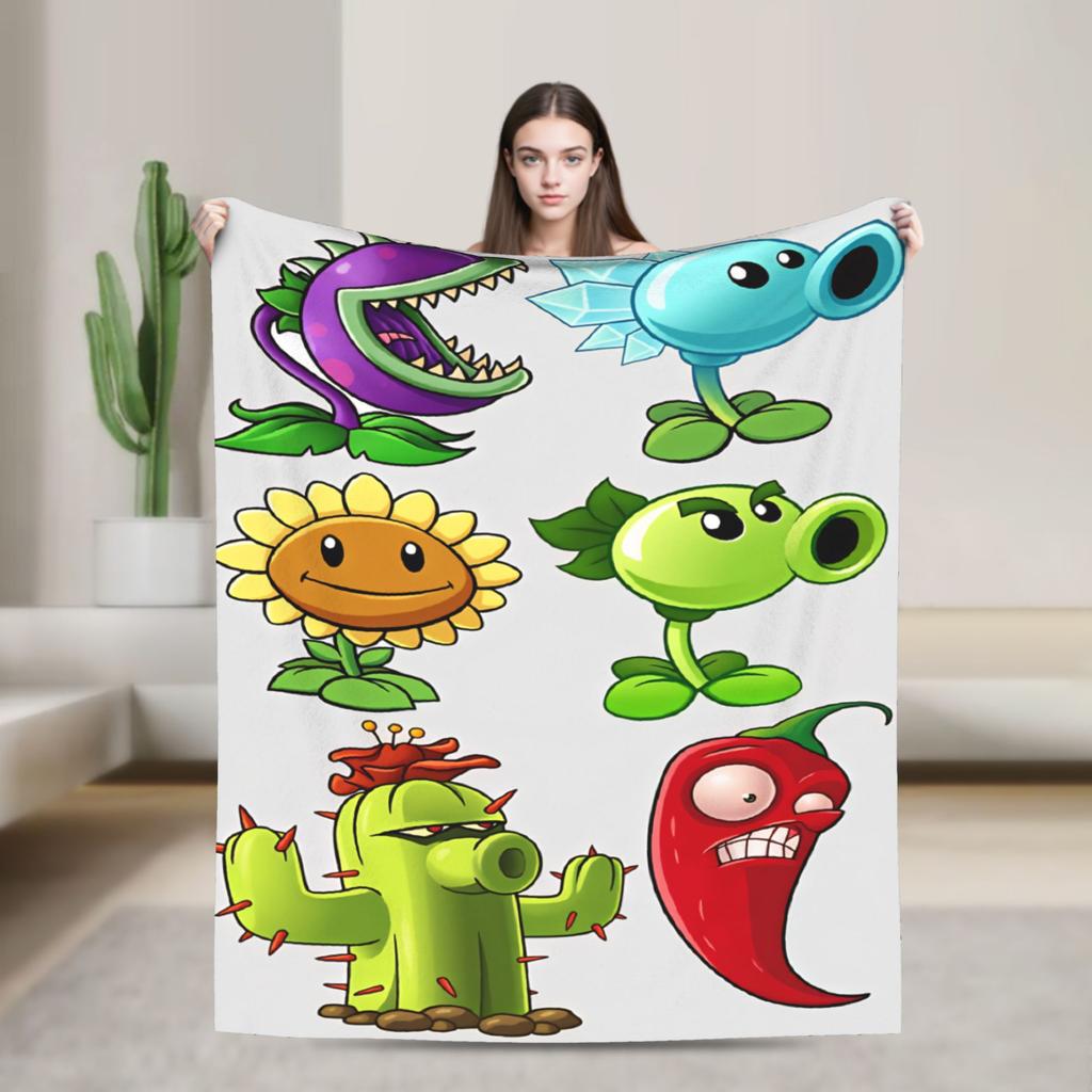 Растения горохострелы Plants Vs Zombies Плед Качественный Супер Мягкий Постельное белье Пледы Зимний Авиаперелеты Домашний Декор Смешное Покрывало