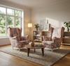 Skandinavisches Ohrensessel-Set Ari Print, Florale Muster, Velours, Wellenfedern, Family Meble