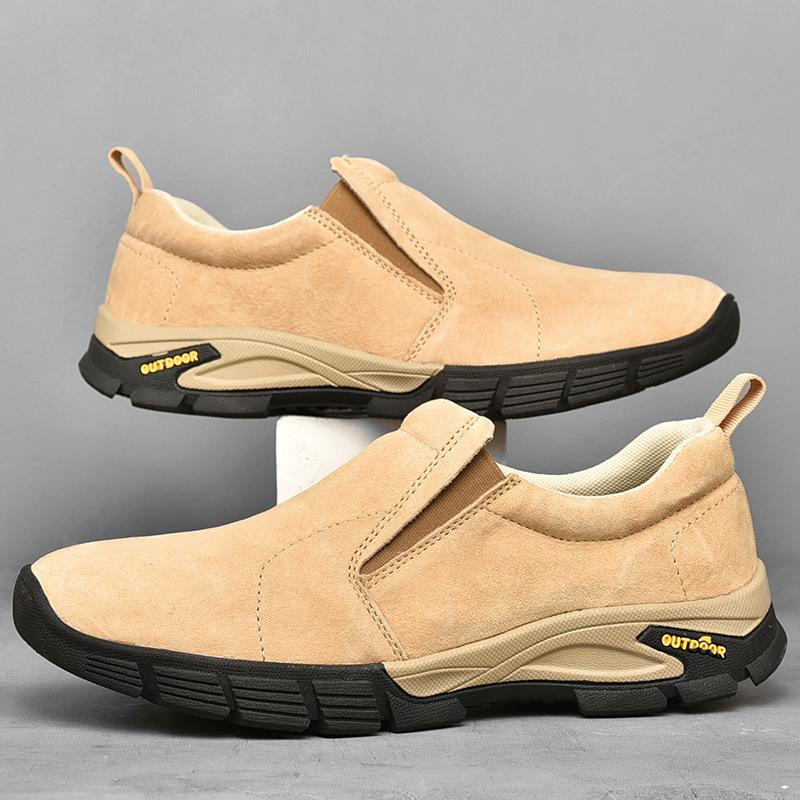 New Men's Outdoor Large-size Casual Leather Shoes Matte Leather Breathable Foot Shoes Non-slip and Wear-resistant Outdoor Shoes