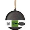 Cast Granite 36 Cm Shallow Pancake Flatbread Crepe Dough Pizza Meat Fish Baking Pan (black)