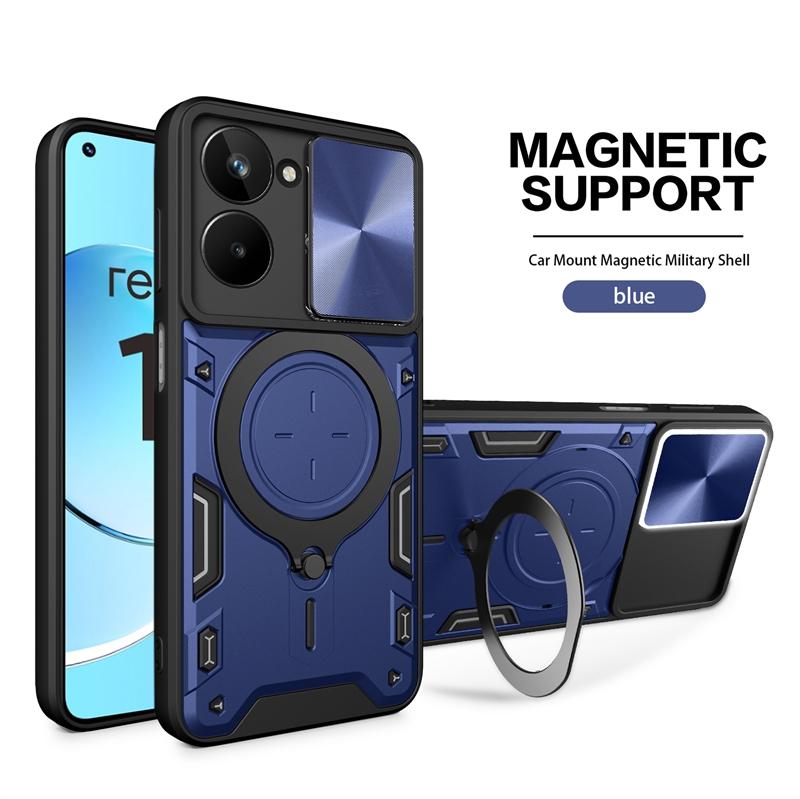 For OPPO Realme 10 Pro 5G Case Slide Camera Protect Phone Case For Realme 10 Pro + Plus 5g Magnetic Holder Shockproof Back Cover