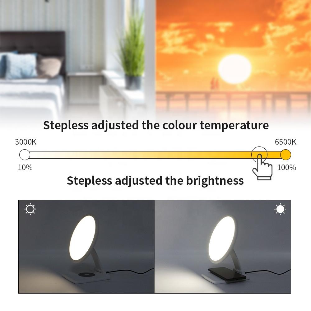Smart Phone Wireless Charging Lamp Bad Mood Adjust Light Therapy Sunlight Sad Lamp