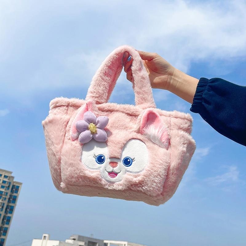 Cute plush bag new cartoon student handheld bento bag girl heart grab machine doll toy bag
