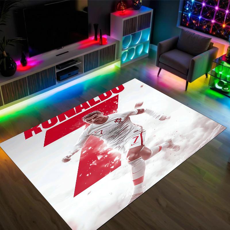 Cristiano Ronaldo Design Crystal Velvet Carpet Cozy Non?Slip Printed Rug For Bedroom Living Room Entrance