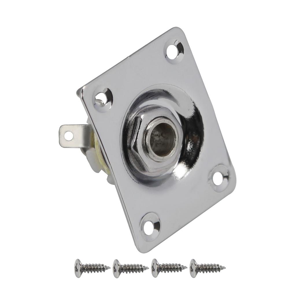FLEOR 1/4" 6.35мм Выходной Jack Гнездо Jack Plate для Электрогитары, Серебристый/Черный на Выбор