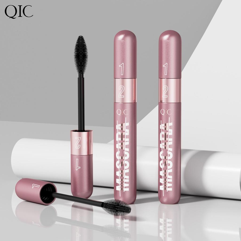 QIC Водостойкая, устойчивая к поту, объемная, удлиняющая и не смазывающаяся тушь для ресниц Двойной эффект 2 в 1