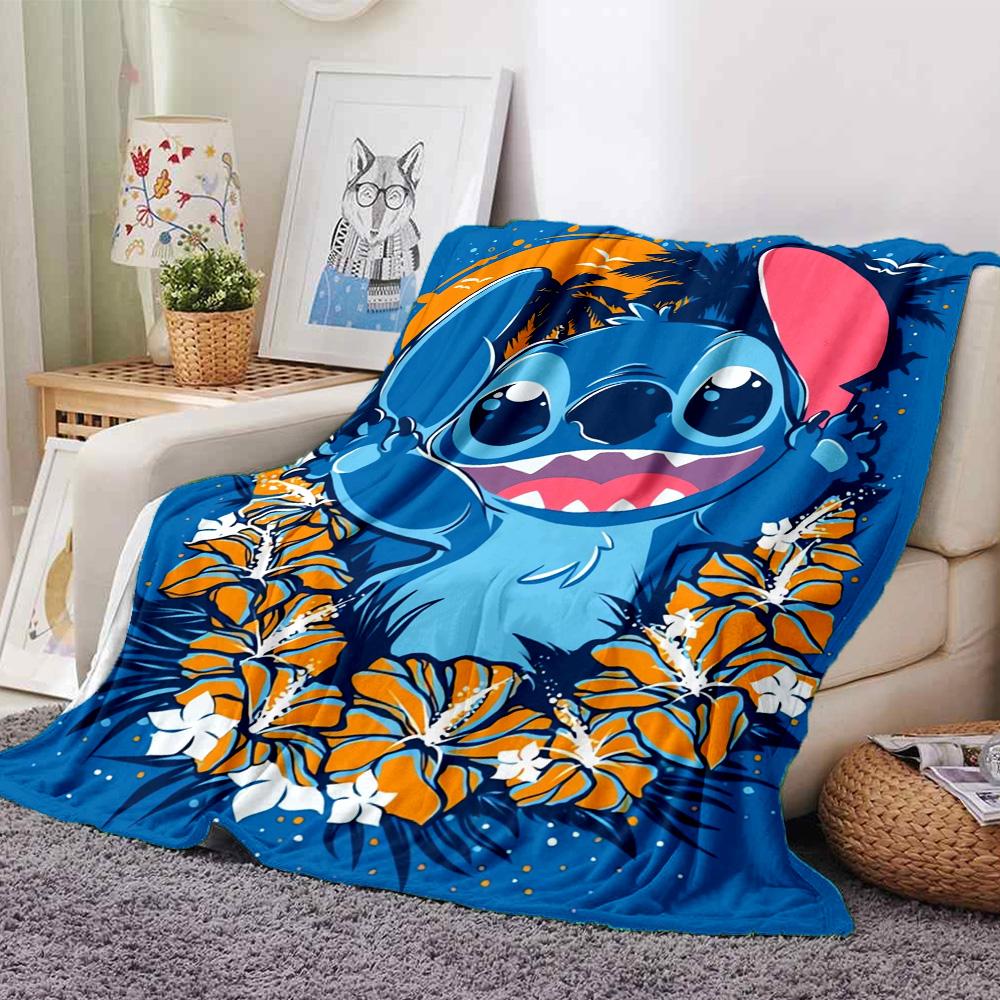 Lilo Stitch Tropical Adventure Flannel Blanket Super Soft Warm Cozy Blanket For Sofa Bed Office Travel Allseason Home Decor Gift