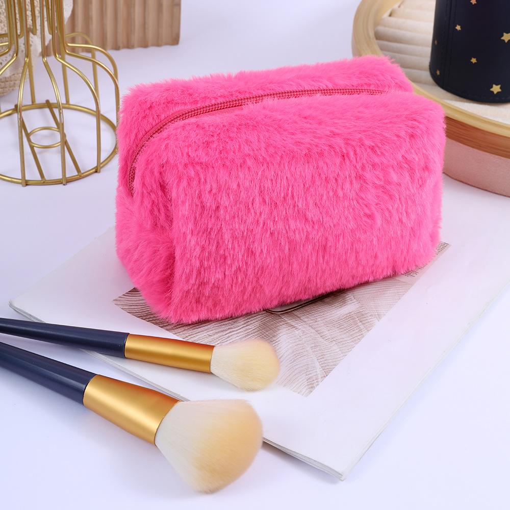 Новая простая модная плюшевая косметичка-клатч цвета конфет, переносная косметичка, косметичка, косметичка для путешествий, органайзер для набора косметики