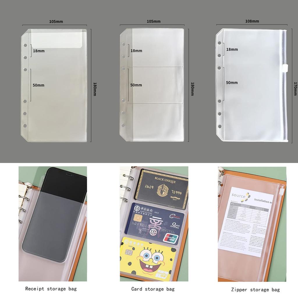 System Planner A6 Size Planner Refill 90 Sheets Horizontal Ruled 6 Hole Memory Fill Memo Pad Note 6 Hole Ring Binder Loose Leaf Synthetic Leather PU
