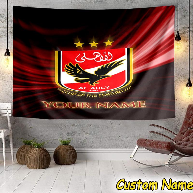 Custom Name Al-ahly Tv Logo Design Tapestry Room Decoration Wall Hanging for Living Room Bedroom, dormitory, Birthday and Christmas gifts