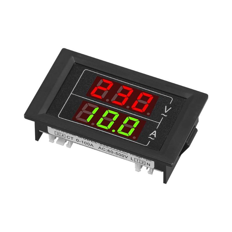 D85-5035VA Small Dual Display Single Phase AC Voltage Meter Ammeter Digital Display Board Meter AC60-500V 100A
