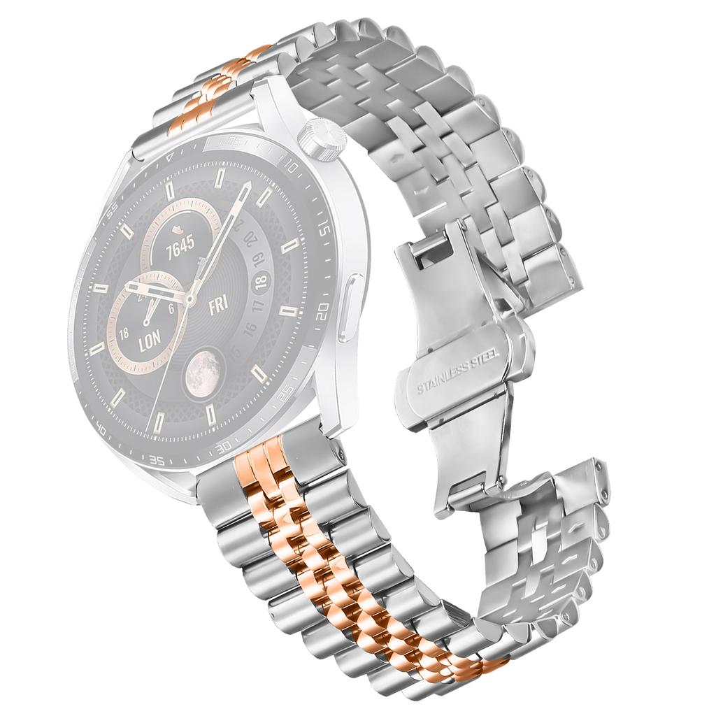 For Huawei Watch Buds Wrist Band 5-Bead Stainless Steel Butterfly Clasp Watch Strap