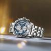 Waterproof Mens Chronograph Watch Luminous 3 Subdial Timer Calendar Quartz Wristwatch Stainless Steel Bracelet
