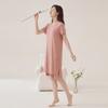 Fenteng [Smooth Nylon Ammonia with Chest Mat] 26 Spring/Summer Round Neck Short sleeved Sleeping Skirt Simple Short sleeved Dress Pajama Women