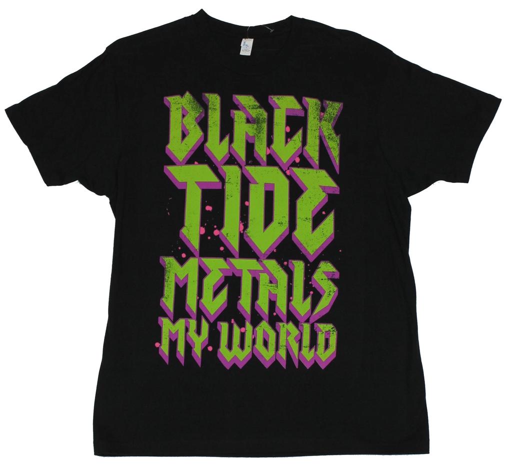 Black Tide Adult New T-Shirt - Black Tide Metals My World Drastic Logo on Black