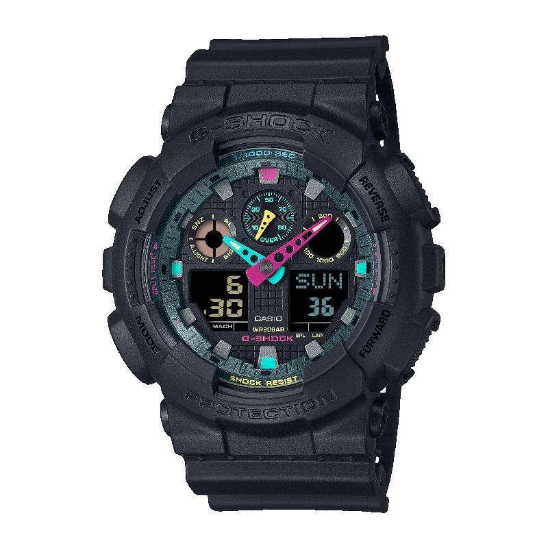 Casio Мужские кварцевые часы GA-100MF-1A из смолы, водонепроницаемые 200 м, ударопрочные, цифровые