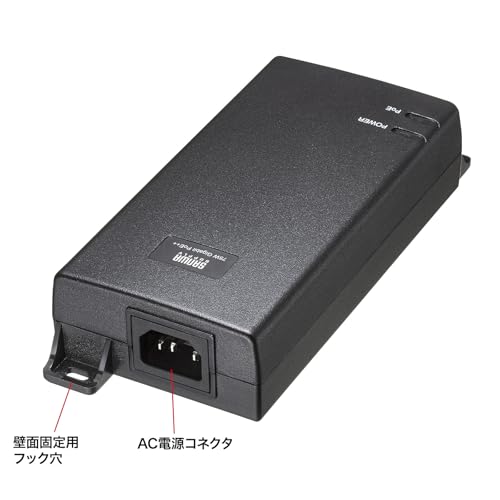 SANWA SUPPLY PoE Injector (Built-in Power Supply, IEEE802.3bt (75W) Compatible) LAN-GIHINJ6