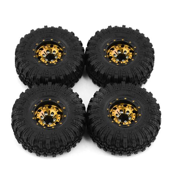 4pcs scx24 beadlock wheels scx24 tires 1.0 beadlock wheels 1.0 crawler trx4m tires 1/18 1/24 RC Crawler Car Axial AX24 FMS FCX2