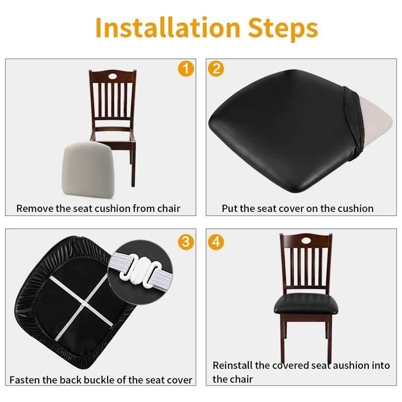 1PC PU Chair Cushion Cover For Kitchen Dining Room Leather Seat Cover Dining Room Chair Seat Cushion Cover Solid Color