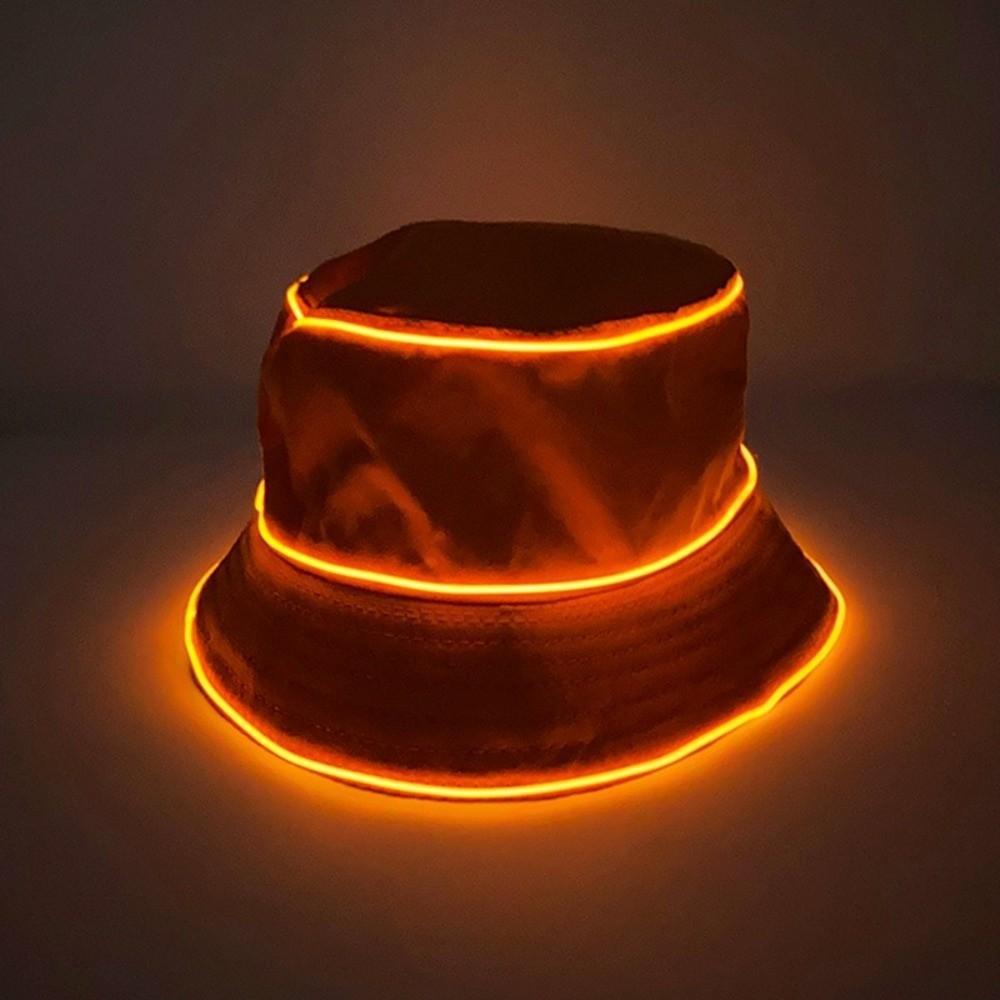 Colorful LED Bucket Hat Battery Powered Flashing Glow Hat Simple Luminous Hat Women