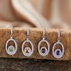 Серебряное ожерелье S925 с подвеской из натуральных сапфира, граната, перидота, аметиста и цитрина